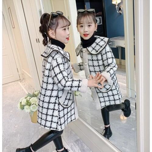 Woolen Girls Babys Kids Coat Jacket 2021 White Warm Thicken Winter Autumn Cotton Pocket Buttons Outerwear Childrens Cloth