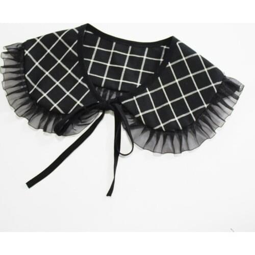 Linbaiway Elegant Fake Collars Shawl for Women Shirt Removable Plaid False Collar Half Shirt Tops Detachable Collars Decorative