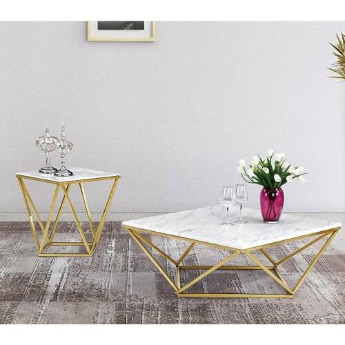 Chinafurniture Stainless steel marble coffee table #088#089