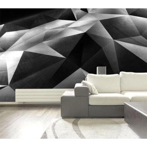 Wellyu Custom large wall painter with black solid geometric metal texture living room sofa background wall wallpaper