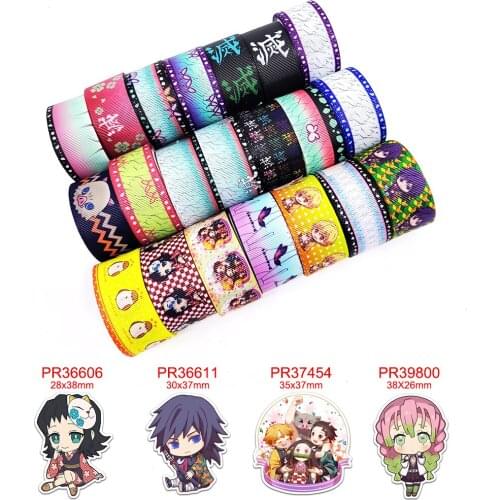 Cartoon characters printed grosgrain ribbon 42619
