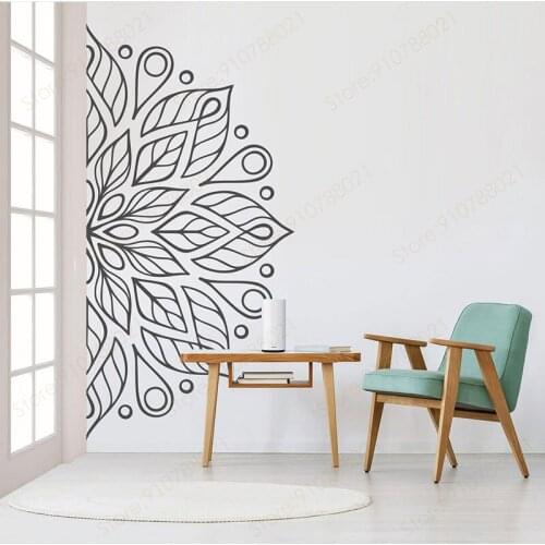Creative Home Decor Wall Stickers Vinyl Beautiful Mandala Half Wall Decals Design Room Bedroom Headboard Mural Yoga Studio S389
