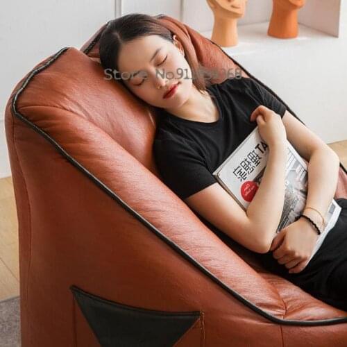 Lazy sofa bean bag single bedroom recliner leisure balcony chair leather net red tatami creative small sofa