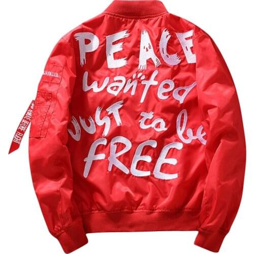 Spring and Autumn Korean Harajuku Brand Men Bomber Jacket Red Embroidery Baseball Coat MA1 Flying Flight Pilot Outwear
