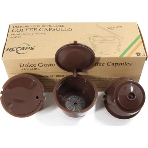 RECAPS Refillable Reusable Refill Coffee Capsule Pod Cup Filter Bracket Adapter for Nescafe Dolce Gusto Machines Brown Color
