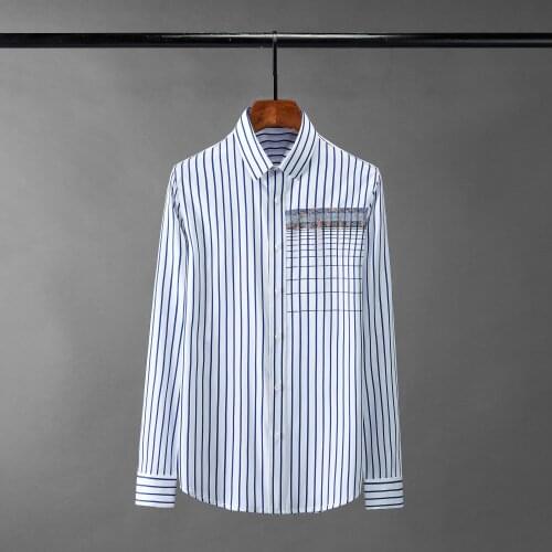 New Stripe Mens Shirts High Quality Long Sleeve Diamond Fashion Mens Dress Shirts Plus Size 4xl Slim Fit Party Male Shirts
