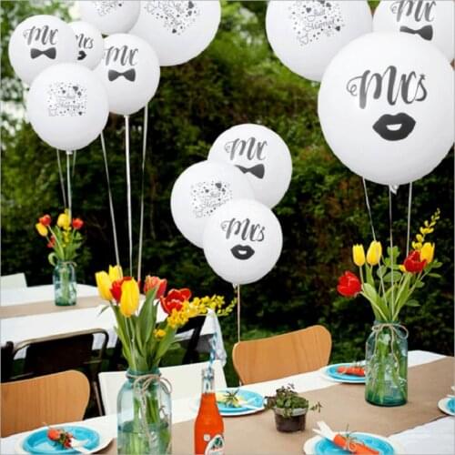 Wholesale 12 Inch Wedding Decoration Round Latex Printing Mr Mrs Wedding Balloons