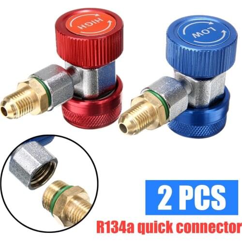 New Arrival 2 pcs R134a Quick Connector for Air Conditioning Refrigerant Adapter High & Low