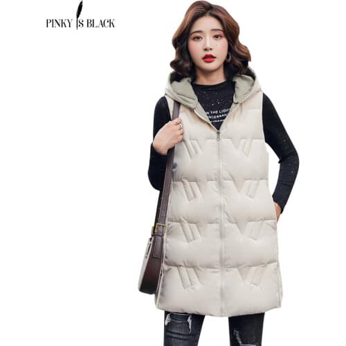 PinkyIsBlack Winter Waistcoat Female Sleeveless Hooded Long Vest Jacket Two Sides Wear Warm Autumn Winter Cotton Vest Women Coat