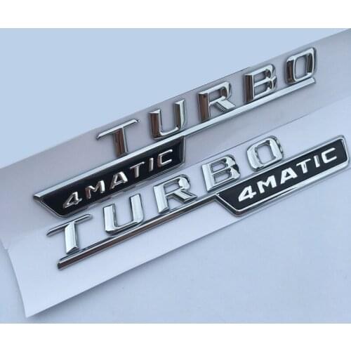 Letter Emblem Turbo 4matic A M G Badge Fender Supercharge Logo Car Styling Sticker for Mercedes Benz AMG Glossy Black 2014-2016