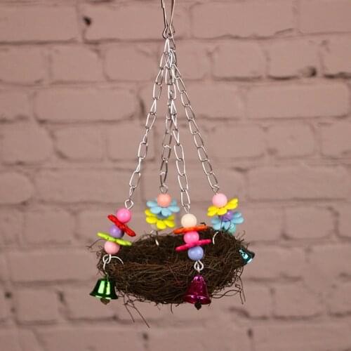Hot Handcraft Birds Nest Toys For Birds Parrots To Play Bite Climb Bird Swing Toys Parrot Bird Small Pet Toy Hanging Basket