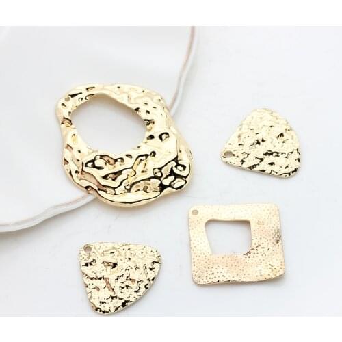 Zinc Alloy Golden Geometry Distorted 3D Hollow Charms 6pcs/lot For DIY Earrings Jewelry Making Accessories