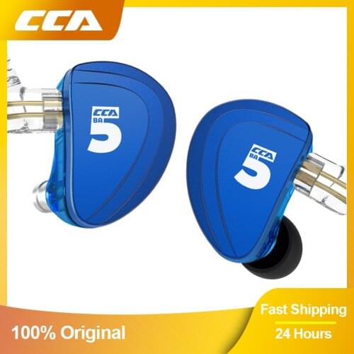 CCA A10 Balance Amature 5BA Wired Earphones In Ear Subwoofer Earbuds Metal Sport Game Headphones Active Noise Cancelling Headset