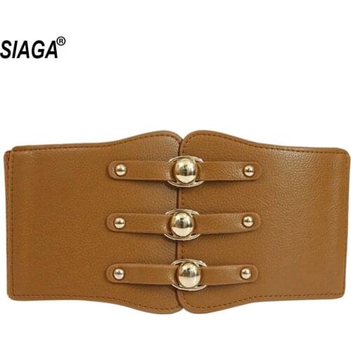 Womens Design Decorative Wide Genuine Leather Elastic Waistband Waistline Patent Leather Wide Belt for Women 12cm Width AK010