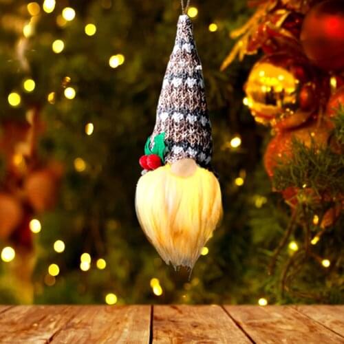 Christmas Faceless Dwarf Doll Xmas Tree Pendant Small Hanging Knitted Luminous Elf Gnome Ornaments Desktop Plush Doll Home Decor