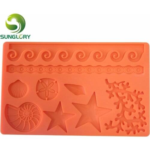Shell Starfish Sea Snail Shaped Fondant 3D Silicone Mold Cake Decorating Tools Soap Moldes De Silicona For Cupcake Decoration