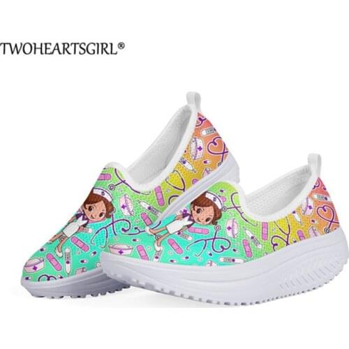 Cute Nurse Shoes Height Increasing Platform Shoes Gradient Summer Mesh Nursing Shoes Breathable Work Swing Shoes for Woman