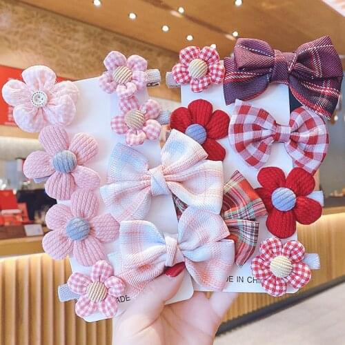 8Pcs/set New Cute Bows Flower Printed Hair Clips For Girls Kids Barrettes Princess Sweet Hairpin Headdress Baby Hair Accessories