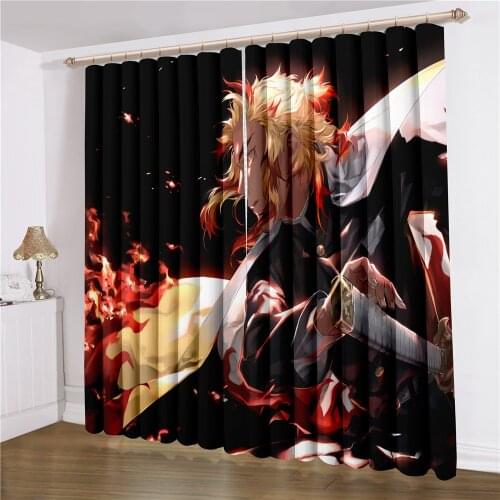 3D Print Demon Blade Window Curtain 2 Panels Blinds Anime Curtain Character Curtain For Kids Home Textile Colorful Curtain