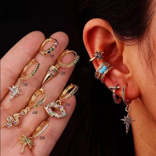 1 PC Trendy Personality Zircon Small Hoop Earrings Gold Silver Color Personality Crystal Earrings For Women Fashion Jewelry Gift