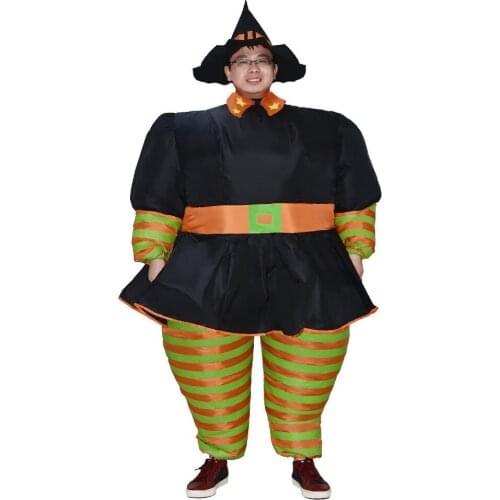 Women Men Adult Inflatable Witch Costume Ghost Devil Halloween Party Carnival Cosplay Fancy Dress Performance Air Blown Suit Cos