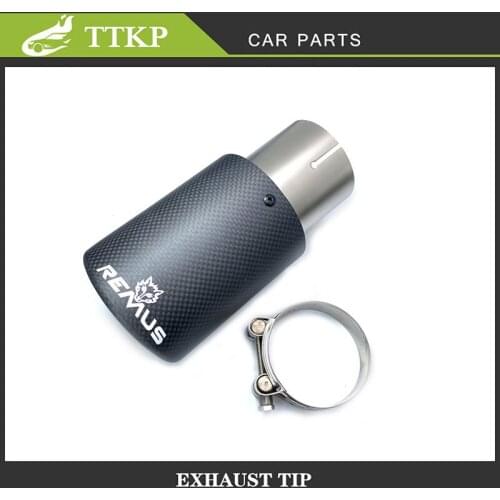 1PCS Car REMUS Exhaust Tail Pipe Black Matte Carbon Fiber Stainless steel Universal exhaust pipe Muffler