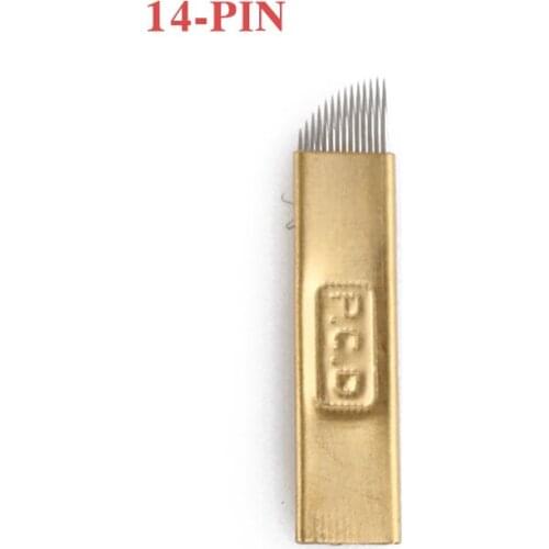 10 pcs 14 Pin Permanent Makeup Eyebrow Tatoo Blade Microblading Needles For 3D Embroidery Manual Tattoo Pen Ma