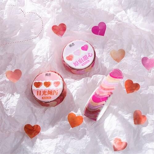 100pcs/Roll Cute Love Heart Masking Tape Kawaii Stationery DIY Scrpabooking Hand Account Journal Decorations Sealing Labels
