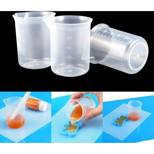 100ml Transparent Plastic Clear Scales Measuring Mixing Cup Liquid Graduated Container For Epoxy Resin Silicone Making Tools