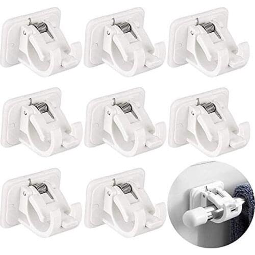 2Pcs Self Adhesive Curtain Rod Fixed Clip Hook Hanging Brackets Holders Bathroom Room Towel Bar Hook Rail Clamps Fixed Clips