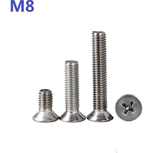 20pcs/LOT M8X55/60/70/80 Countersunk cross flat head Nuts Hex Socket Head Cap ScrewS Bolts Fasteners Repair Hardware tools