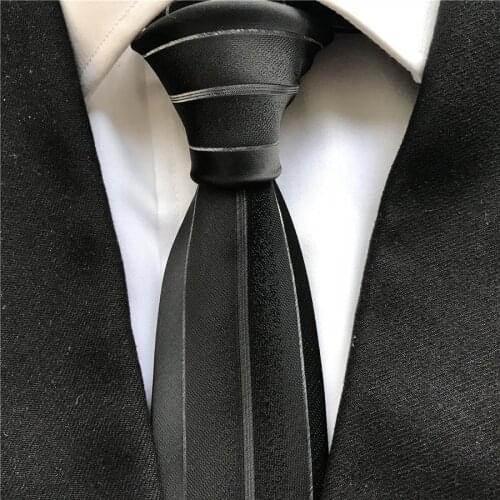2021 Mens Ties Jacquard Woven Neck Tie Unique Panel Neckties Gentlemen Black Cravat with Silver Stripes