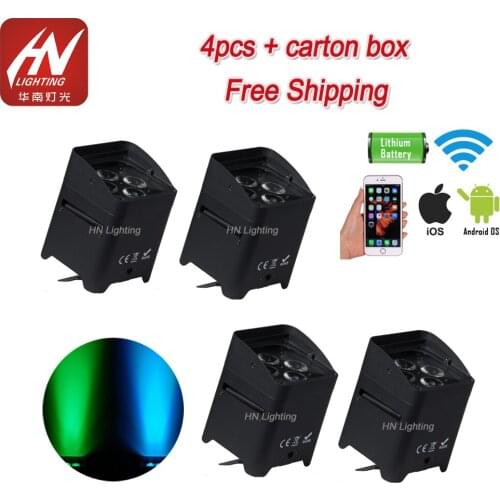 4pcs Wireless dmx color wash uplighting Battery Power RGBWA UV 4*18w DJ Par Lights