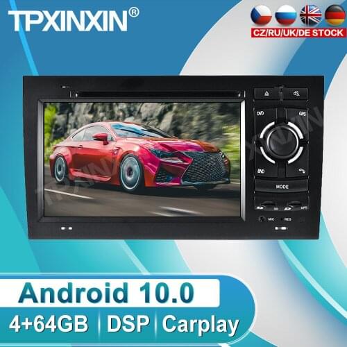 Android 10.0 4+64GB Car DVD Player GPS Navigation For Audi A4 2002 2003 2004 2005-2008 System Auto Radio Stereo DSP Multimedia