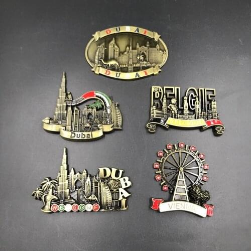 BABELEMI High-grade Metal United Arab Emirates Dubai Belgium Vienna Fridge Magnet Travel Souvenirs Refrigerator Magnets Decor