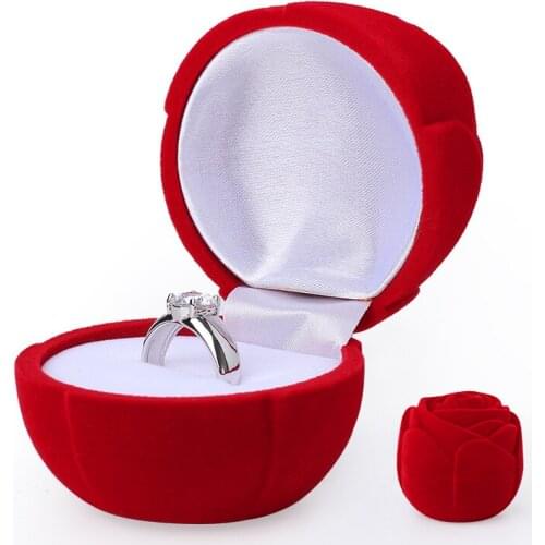 Velet Wedding Diamond Female Rings Jewelry Box Oval Red Rose Shape Earrings Pendent Display Case For Women Christmas Gift Series