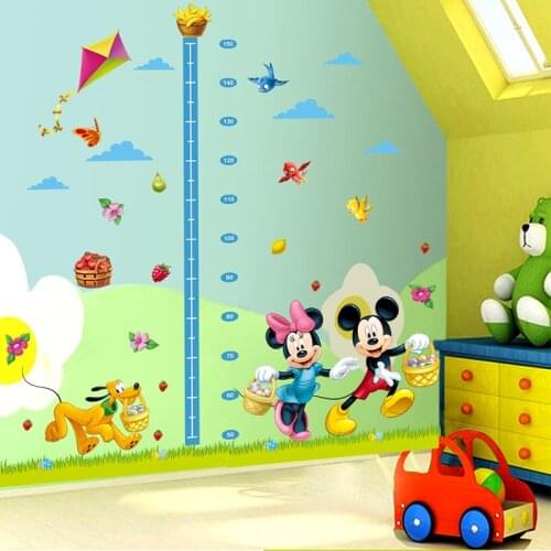 Cartoon minnie mickey mouse growth chart height measure kids baby nursery bedroom wall sticker decorative home decals diy decor
