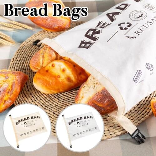 Cotton Bread Bags Reusable Drawstring Bag For Loaf Homemade Artisan Bread Storage Bag Linen Bread Bags For Baguette