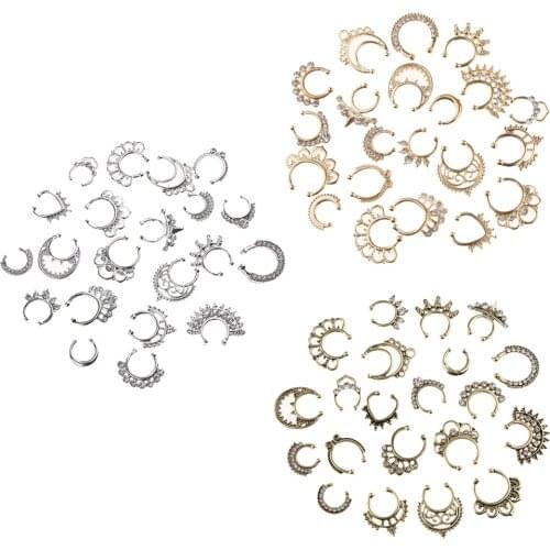 Hot Sale 21/3PCS Nose Fake Septum Ring Clip On Body Jewelry Faux Hoop Ring Rhinestone Stainless Steel Fashion Jewelry Wholesale