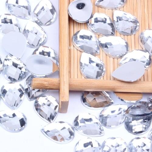 Crystal 6x10mm/12x16mm Acrylic Beads Tear Shape Earth Facets Flat Back Glue On Nails Art Rhinestones DIY Decorations