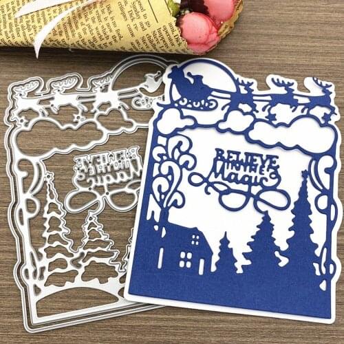 Christmas Sleigh Deer Tree House Metal Cutting Dies Scrapbook Paper Craft Knife Mould Blade Punch Stencils Dies 2020