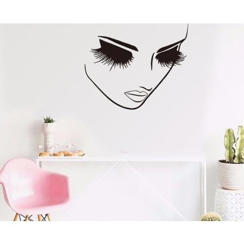 Fashion delicate beauty face wall sticker Girls room wallpaper bedroom living room decoration Removable adhesive stickers
