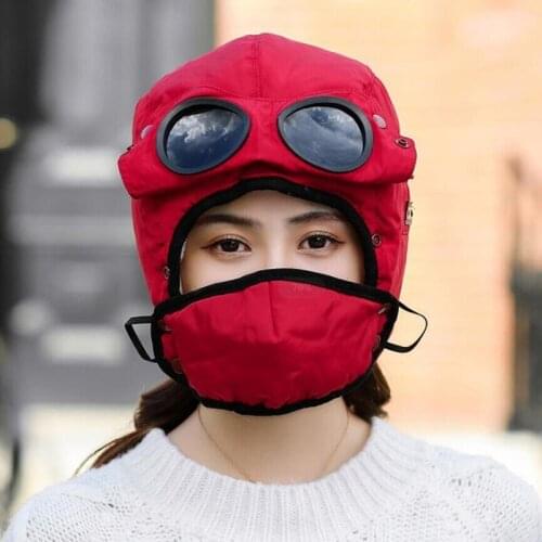 New Fashion Warm Cap Winter Men Original Design Winter Hats For Women Kids Waterproof Hood Hat With Glasses Face Cover