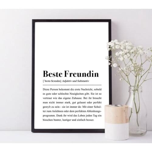 Beste Freundin Definition Canvas Prints Geburtstagsgeschenk für Frauen Black and White Painting Picture Home Wall Art Decor