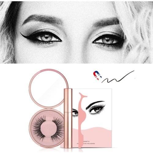 2021 New Magnetic Set Liquid Eyeliner & Magnetic False Eyelashes & Tweezer Waterproof Long Lasting Fast Drying No Glue TSLM1
