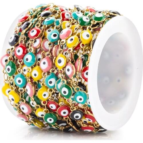 1M Colorful Evil Eye Pendant Necklace Resin Charm Evil Eye Necklaces Jewelry For Women Men Handmade Bracelet Suppliess 6mm