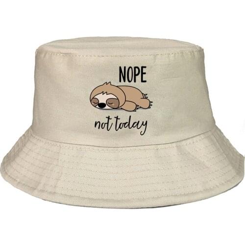 Bucket Hat Nope Not today sloth Panama For Man Women Headwear Foldable Cartoon Casual Girl Boy Summer Fisherman Colorful Hat