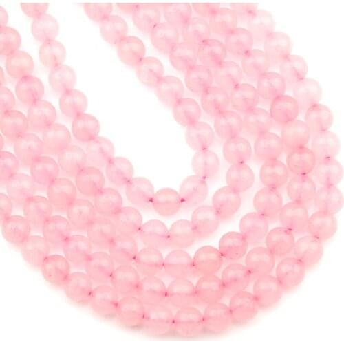 Powder Rose Quart Natural Stone Pink Crystal Round Loose Beads Ball 4/6/8/10/12MM Handmade Jewelry Bracelet Making DIY