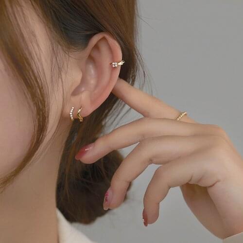 Gold-plated Mini Zircon Hoop Earrings Huggie Piercing Earings Cubic Zirconia Cartilage Earring Stud