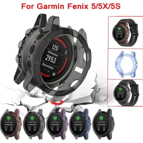 Clear TPU Protector Bumper Watch Frame Case Cover For Garmin fenix 5 5X 5S Silicone Shockproof Protective Shell